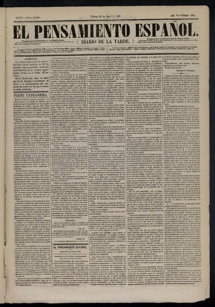 Miniatura de El Pensamiento Español del 23 de junio de 1865, nº 1681