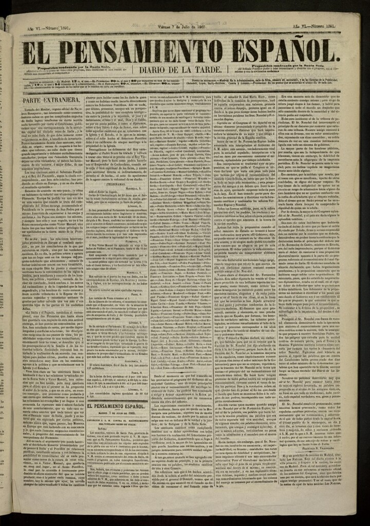 Miniatura de El Pensamiento Español del 7 de julio de 1865, nº 1691