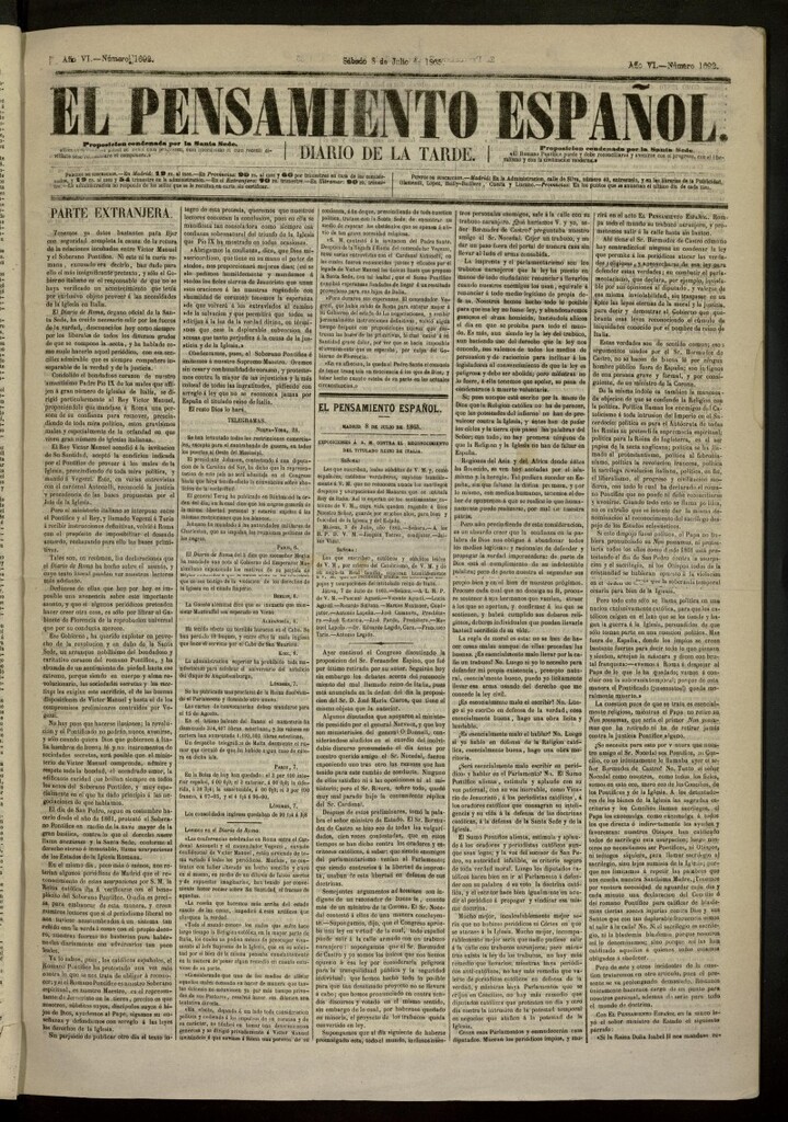 Miniatura de El Pensamiento Español del 8 de julio de 1865, nº 1692