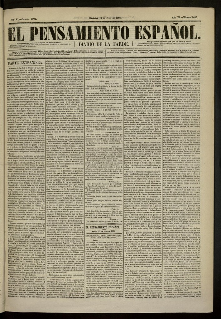 Miniatura de El Pensamiento Español del 12 de julio de 1865, nº 1695