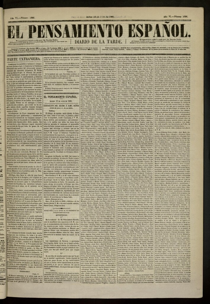 Miniatura de El Pensamiento Español del 13 de julio de 1865, nº 1696