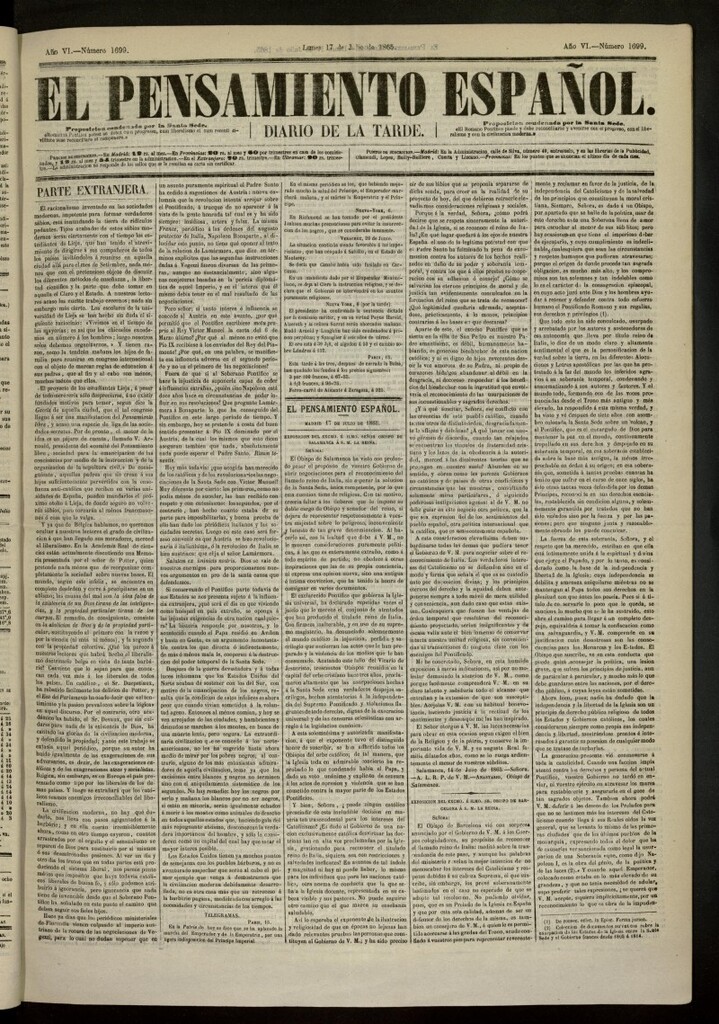 Miniatura de El Pensamiento Español del 17 de julio de 1865, nº 1699
