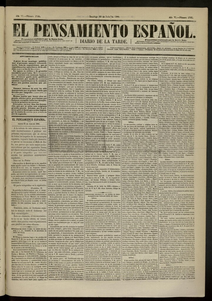 Miniatura de El Pensamiento Español del 23 de julio de 1865, nº 1705