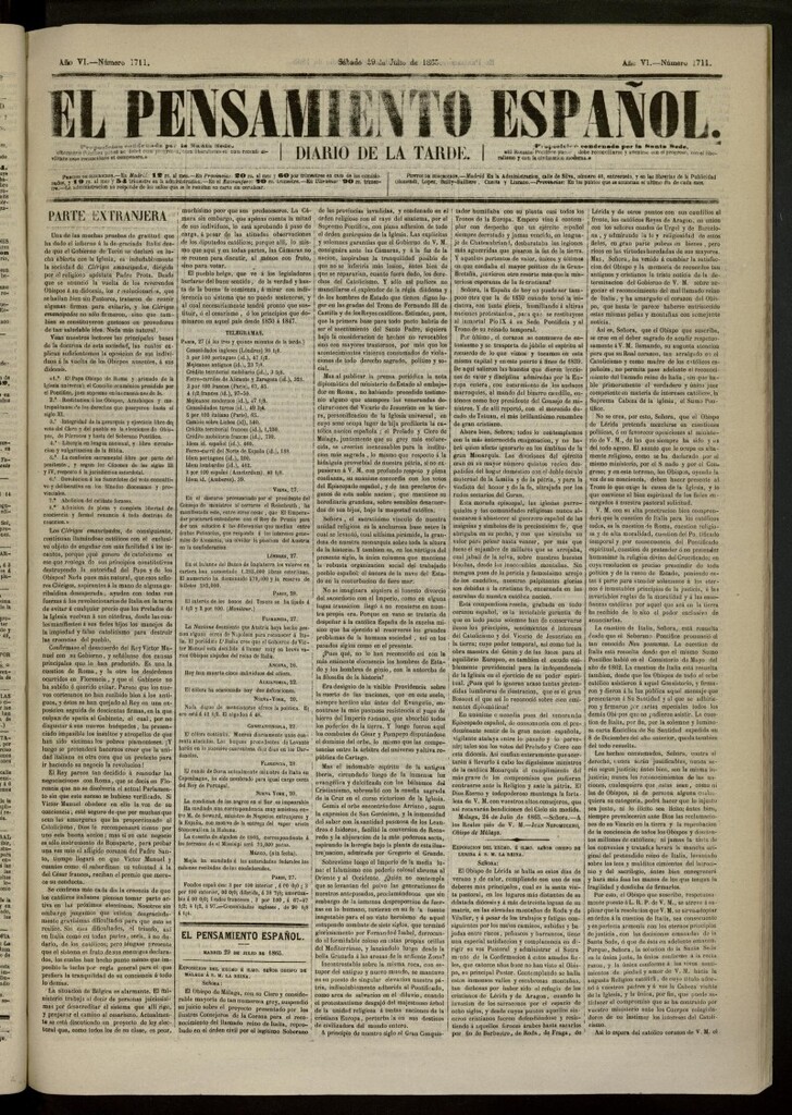 Miniatura de El Pensamiento Español del 29 de julio de 1865, nº 1711