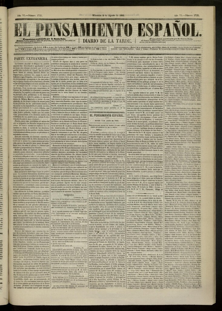 Miniatura de El Pensamiento Español del 2 de agosto de 1865, nº 1715