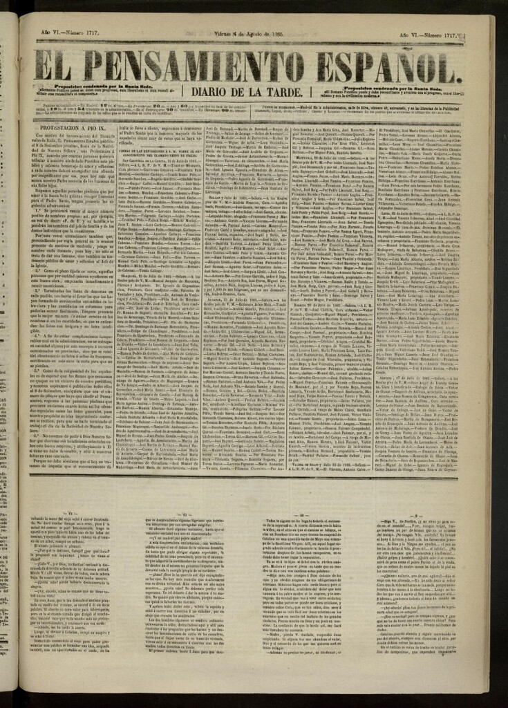 Miniatura de El Pensamiento Español del 4 de agosto de 1865, nº 1717
