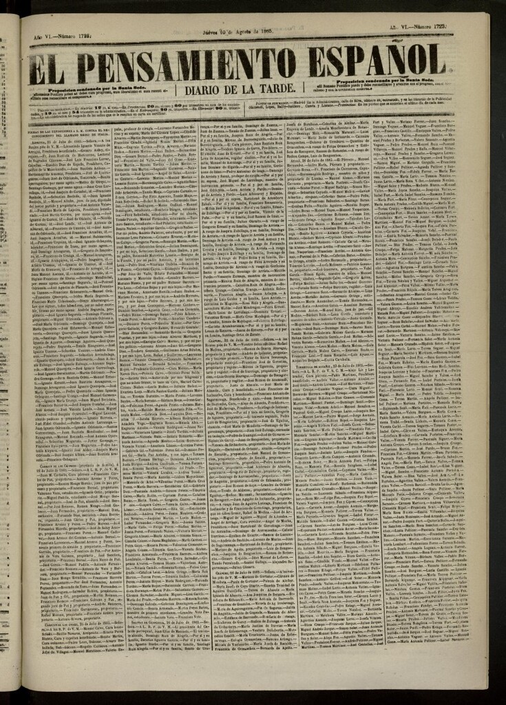 Miniatura de El Pensamiento Español del 10 de agosto de 1865, nº 1723
