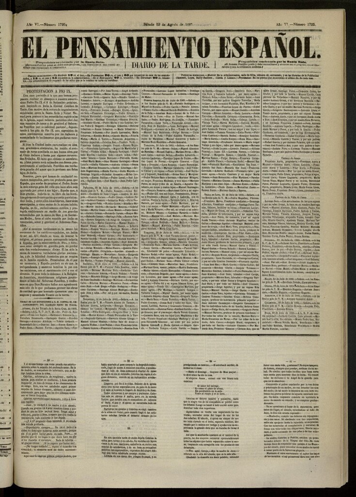 Miniatura de El Pensamiento Español del 12 de agosto de 1865, nº 1725