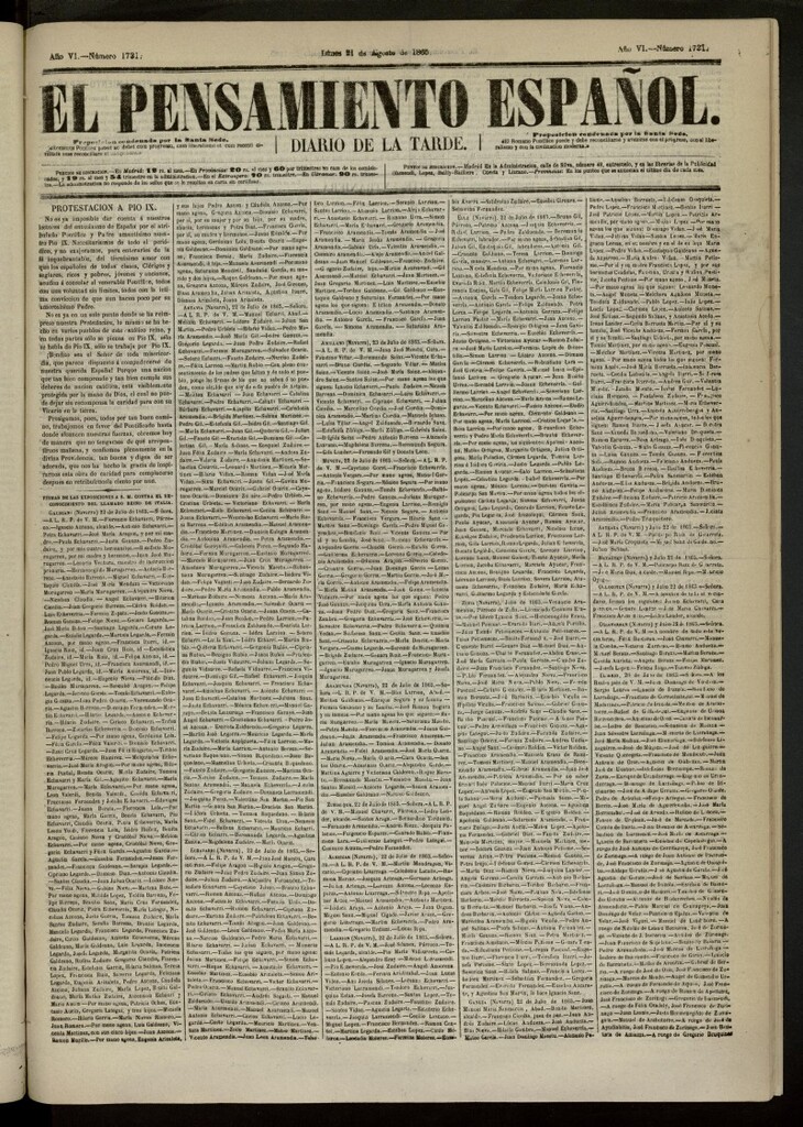 Miniatura de El Pensamiento Español del 21 de agosto de 1865, nº 1731