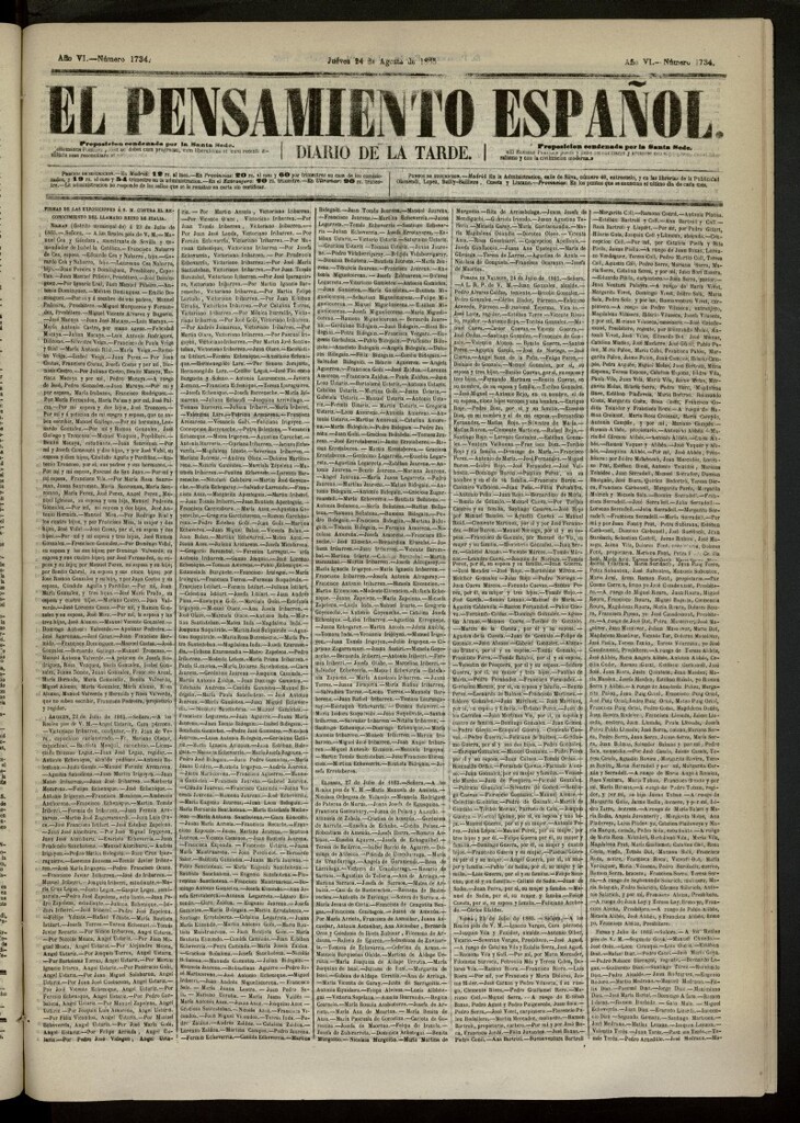 Miniatura de El Pensamiento Español del 24 de agosto de 1865, nº 1734