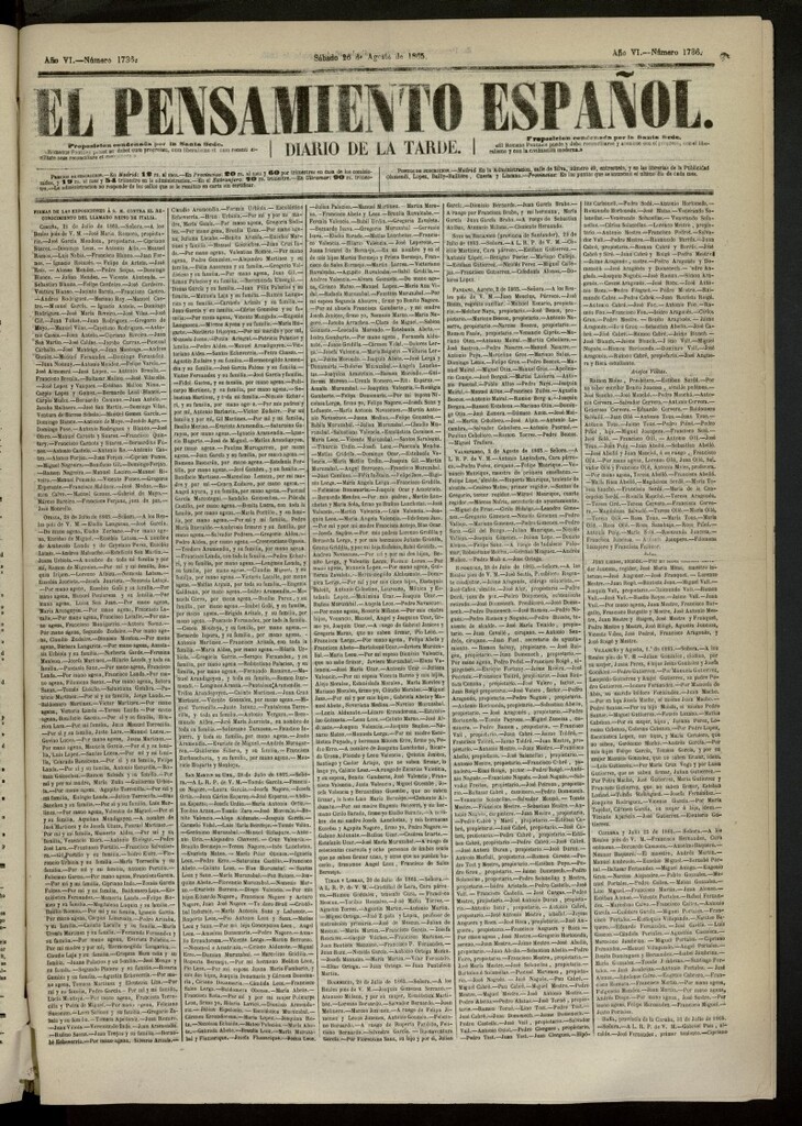 Miniatura de El Pensamiento Español del 26 de agosto de 1865, nº 1736