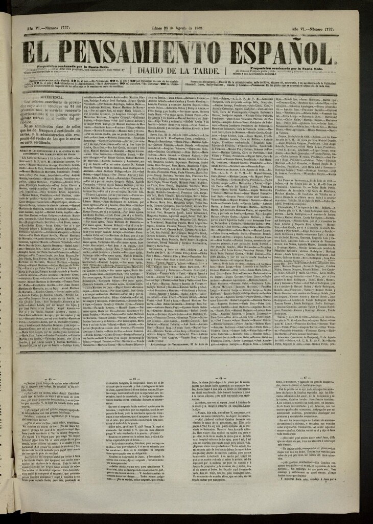 Miniatura de El Pensamiento Español del 28 de agosto de 1865, nº 1737