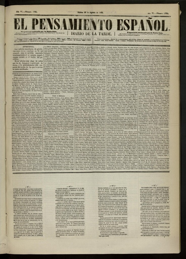Miniatura de El Pensamiento Español del 29 de agosto de 1865, nº 1738