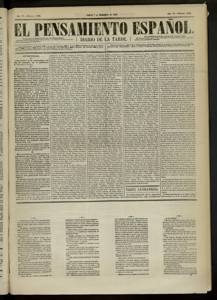 Miniatura de El Pensamiento Español del 7 de septiembre de 1865, nº 1746