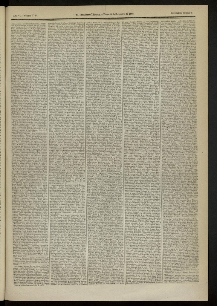 Miniatura de El Pensamiento Español : suplemento nº 6 del nº 1747 de 8 de septiembre de 1865