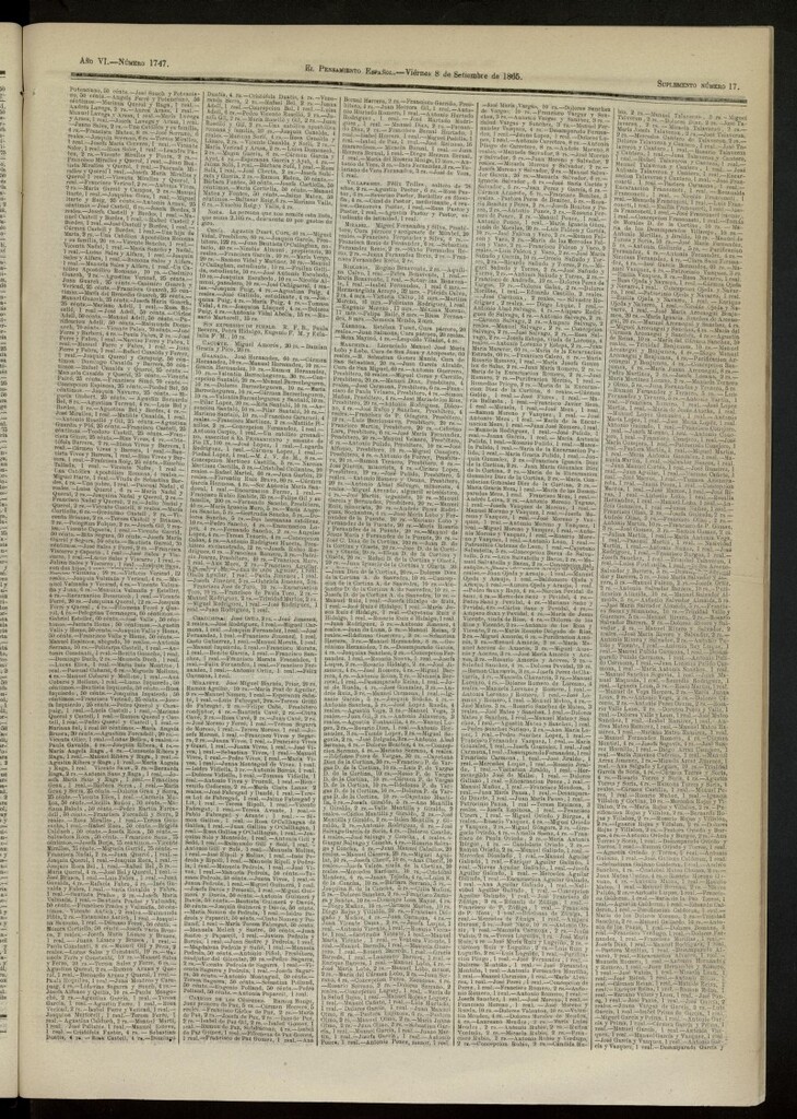 Miniatura de El Pensamiento Español : suplemento nº 17 del nº 1747 de 8 de septiembre de 1865