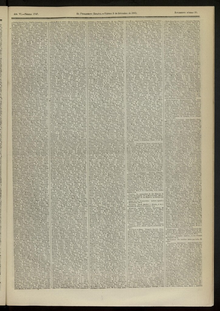 Miniatura de El Pensamiento Español : suplemento nº 20 del nº 1747 de 8 de septiembre de 1865