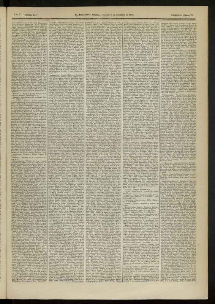 Miniatura de El Pensamiento Español : suplemento nº 23 del nº 1747 de 8 de septiembre de 1865