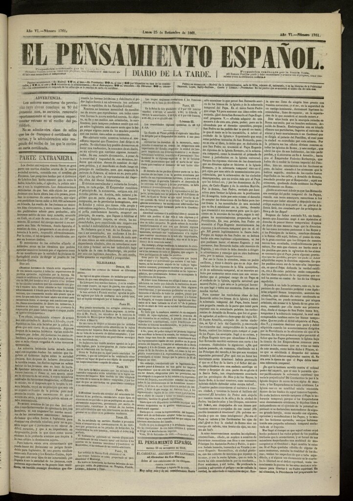 Miniatura de El Pensamiento Español del 25 de septiembre de 1865, nº 1761