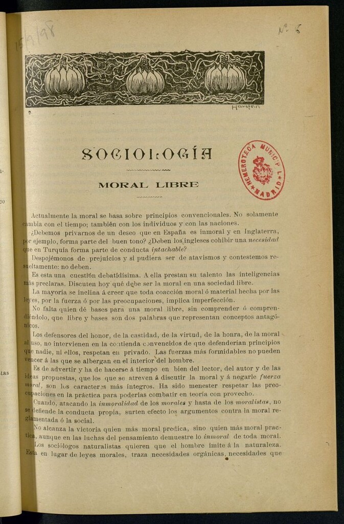 Miniatura de La Revista Blanca : publicación quincenal de sociología, ciencias y artes del 15 de septiembre de 1898
