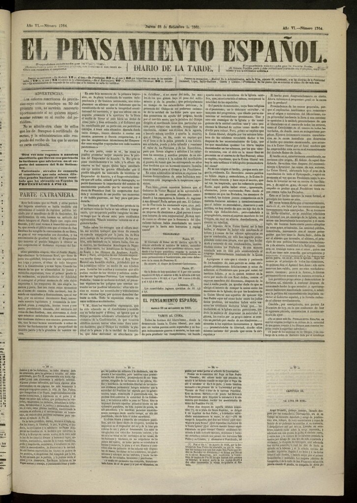 Miniatura de El Pensamiento Español del 28 de septiembre de 1865, nº 1764