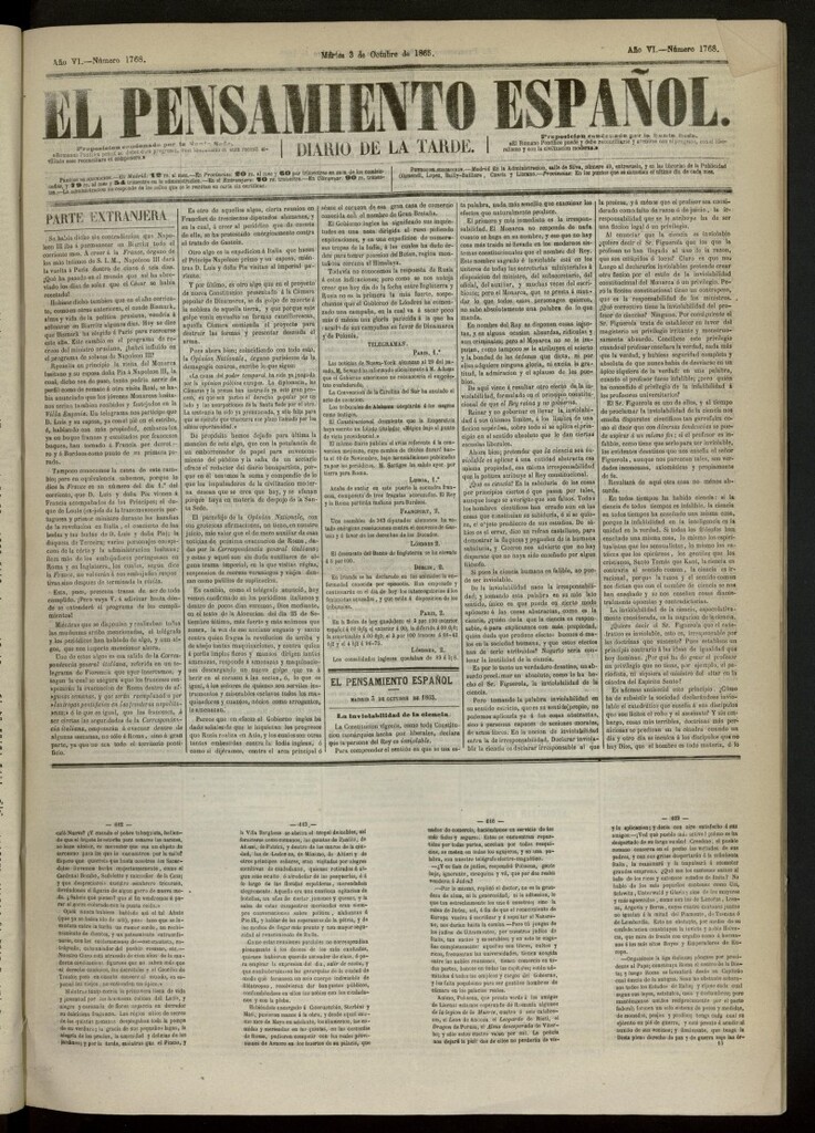 Miniatura de El Pensamiento Español del 3 de octubre de 1865, nº 1768