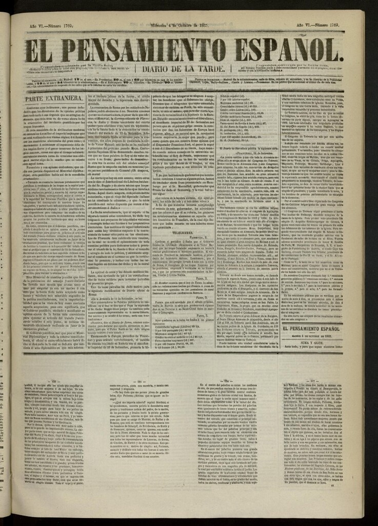 Miniatura de El Pensamiento Español del 4 de octubre de 1865, nº 1769
