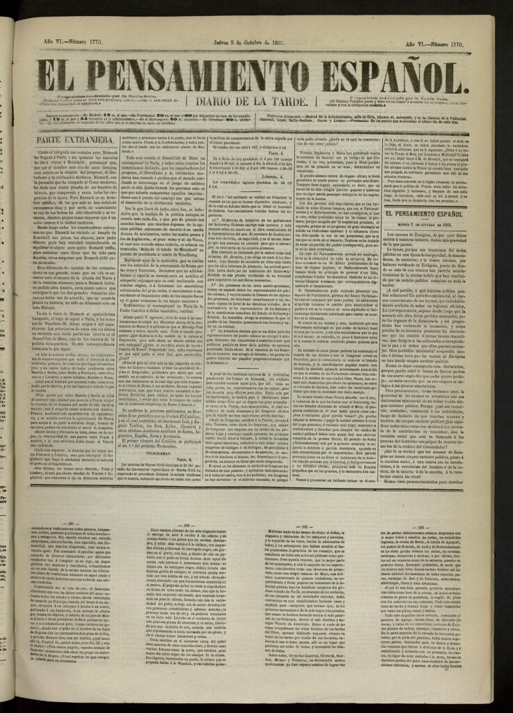 Miniatura de El Pensamiento Español del 5 de octubre de 1865, nº 1770