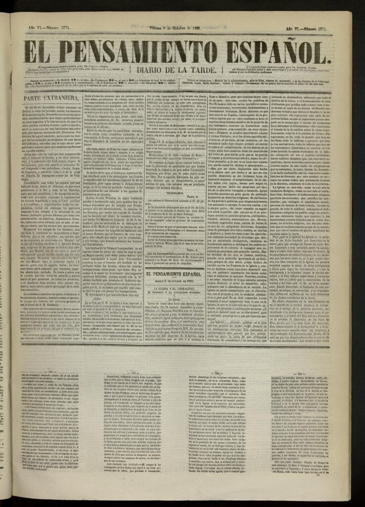 Miniatura de El Pensamiento Español del 6 de octubre de 1865, nº 1771