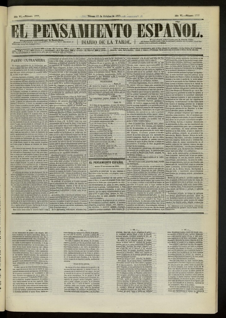 Miniatura de El Pensamiento Español del 13 de octubre de 1865, nº 1777
