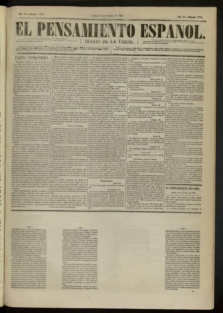 Miniatura de El Pensamiento Español del 16 de octubre de 1865, nº 1779