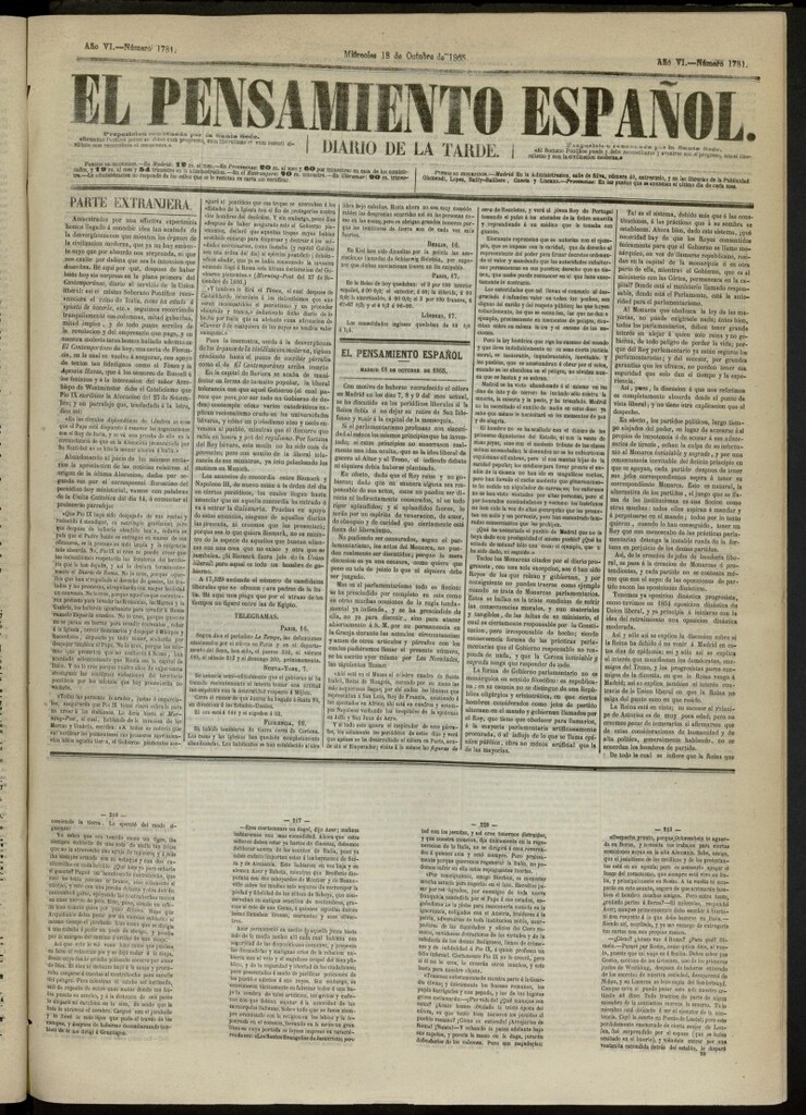 Miniatura de El Pensamiento Español del 18 de octubre de 1865, nº 1781