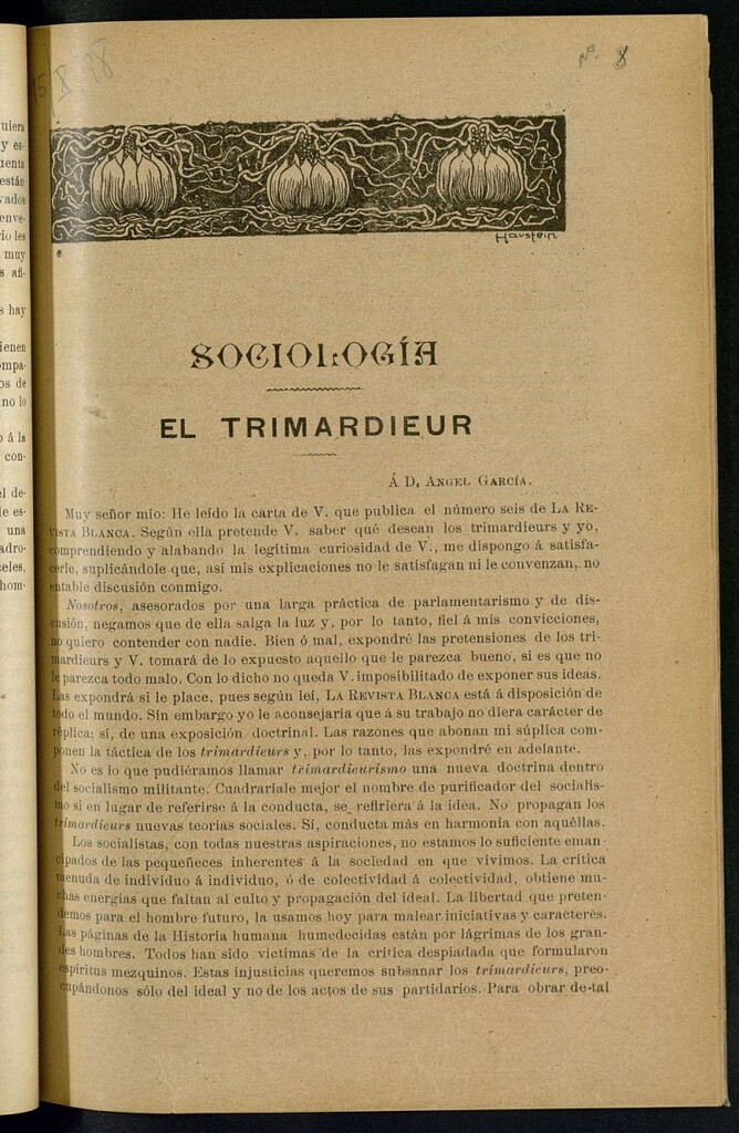Miniatura de La Revista Blanca : publicación quincenal de sociología, ciencias y artes del 15 de octubre de 1898