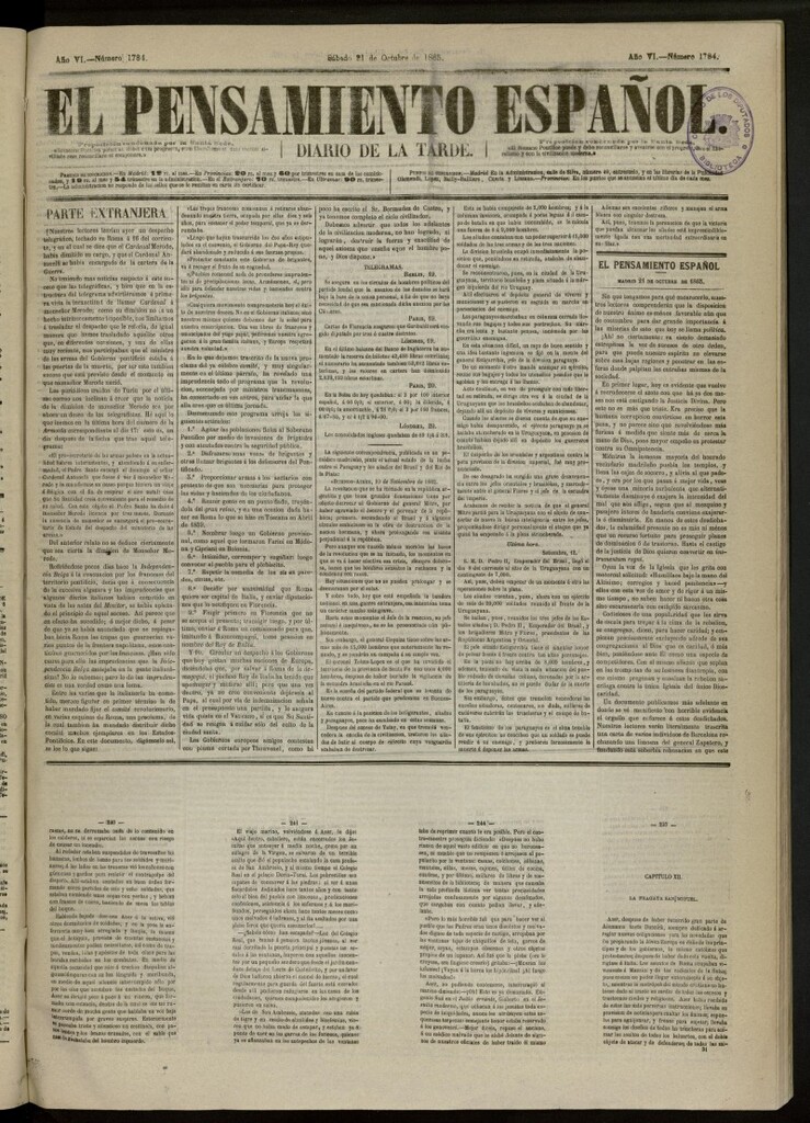 Miniatura de El Pensamiento Español del 21 de octubre de 1865, nº 1784