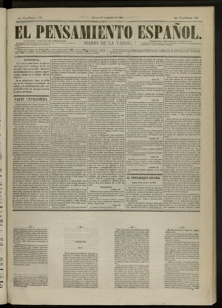 Miniatura de El Pensamiento Español del 24 de octubre de 1865, nº 1786