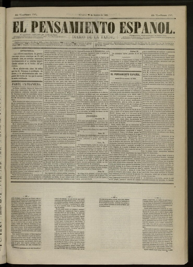 Miniatura de El Pensamiento Español del 25 de octubre de 1865, nº 1787