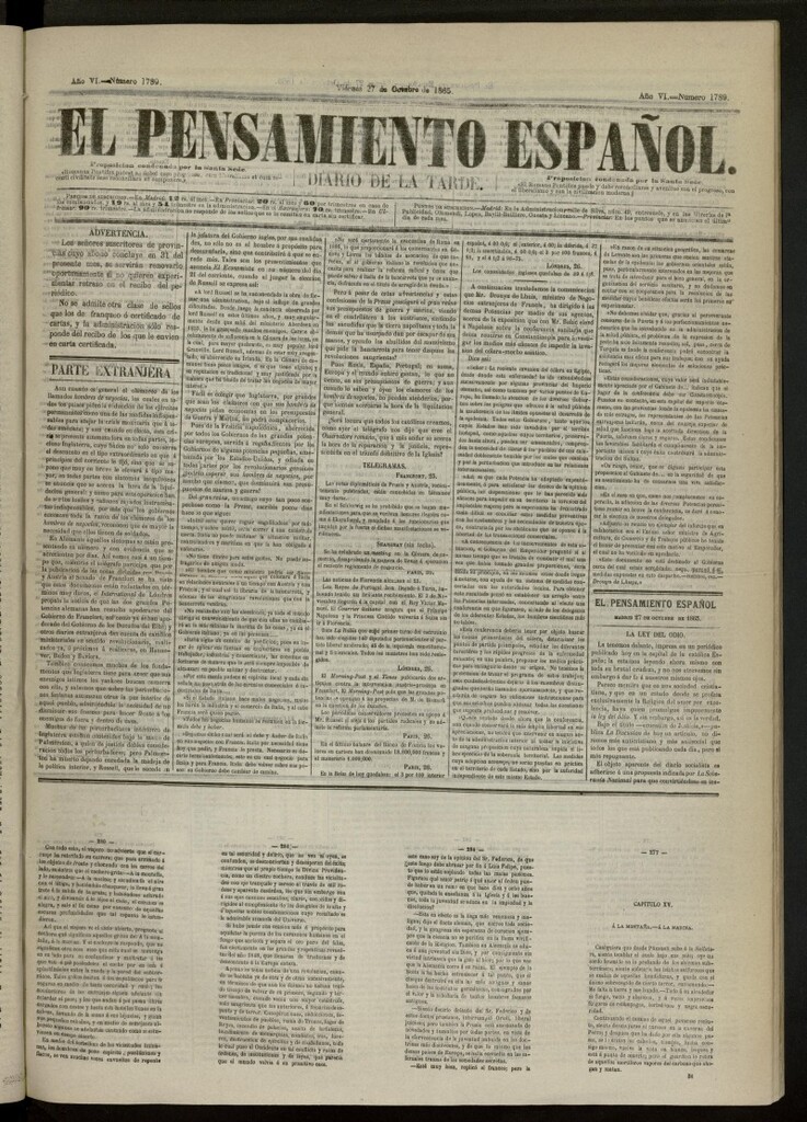 Miniatura de El Pensamiento Español del 27 de octubre de 1865, nº 1789