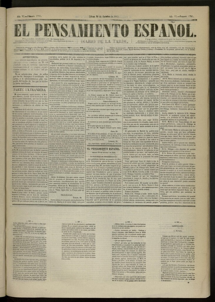 Miniatura de El Pensamiento Español del 30 de octubre de 1865, nº 1791