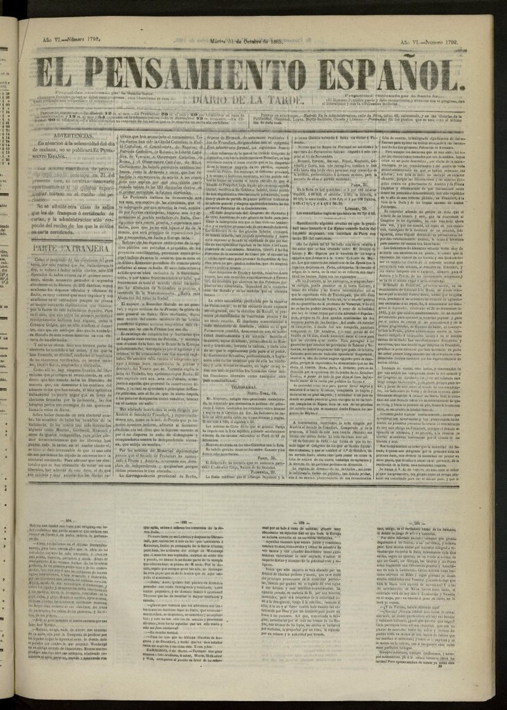 Miniatura de El Pensamiento Español del 31 de octubre de 1865, nº 1792