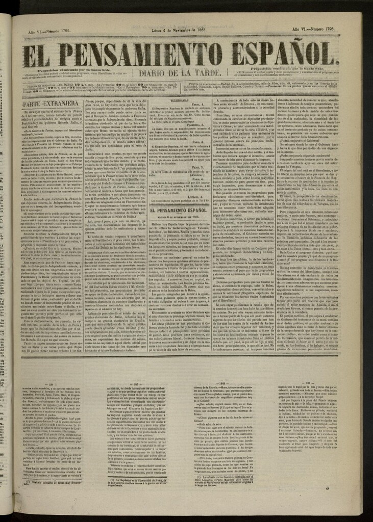Miniatura de El Pensamiento Español del 6 de noviembre de 1865, nº 1796