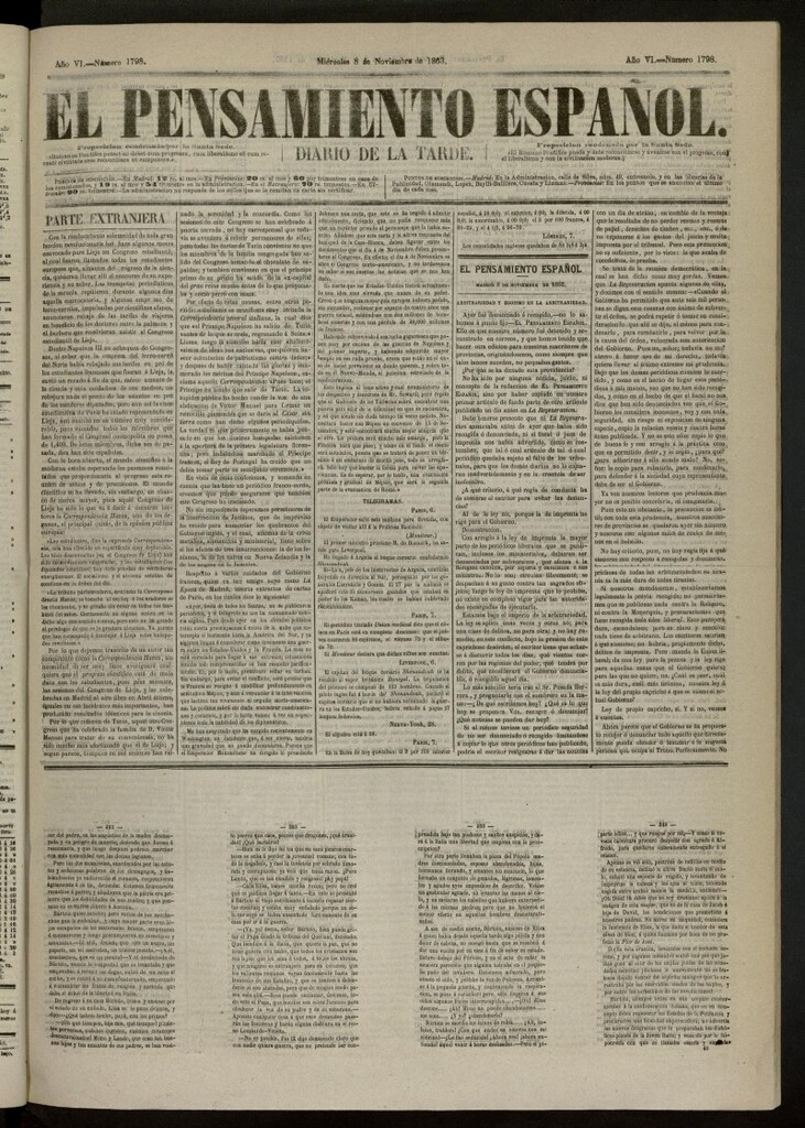 Miniatura de El Pensamiento Español del 8 de noviembre de 1865, nº 1798