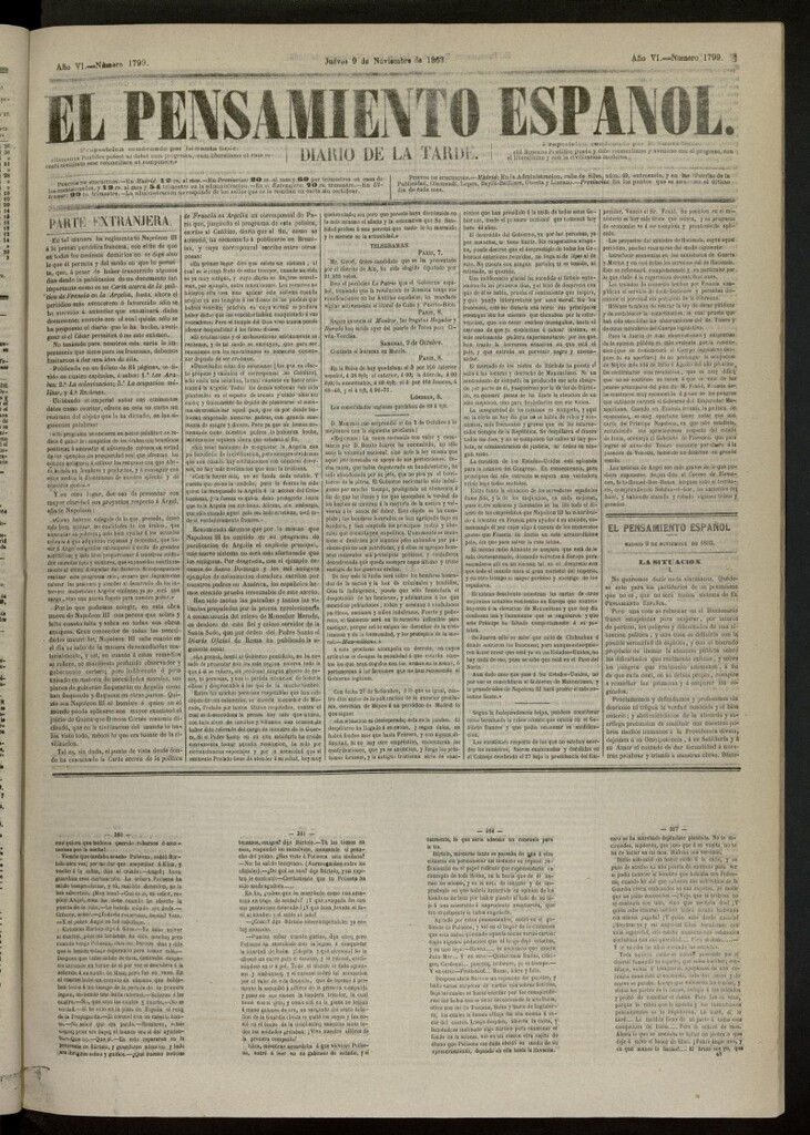 Miniatura de El Pensamiento Español del 9 de noviembre de 1865, nº 1799