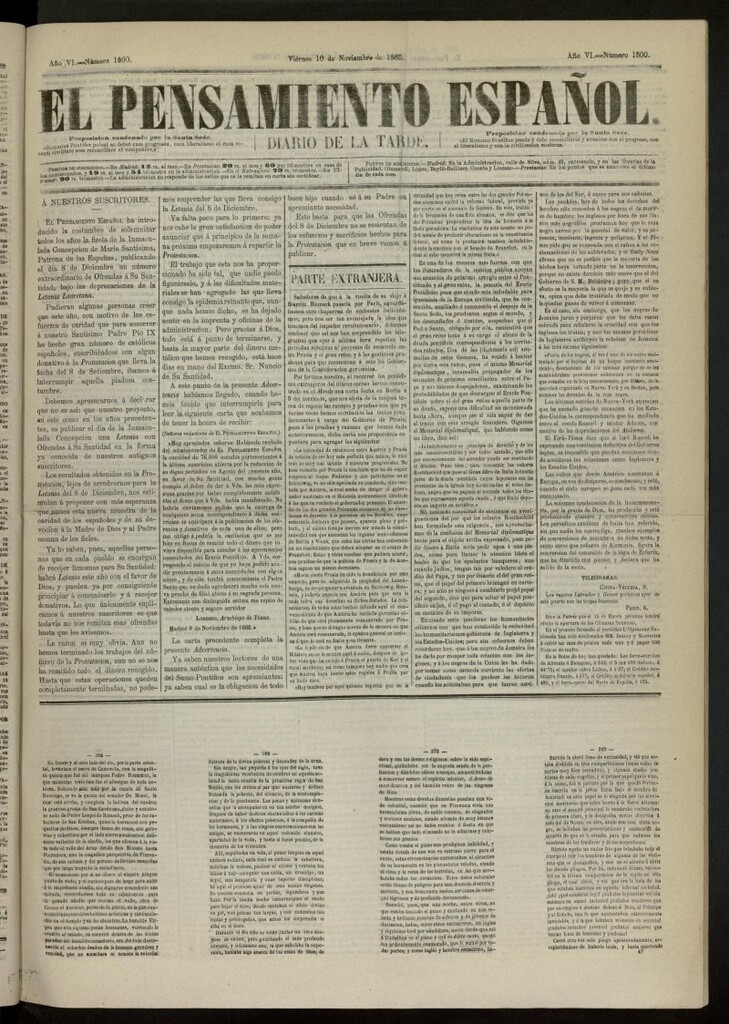 Miniatura de El Pensamiento Español del 10 de noviembre de 1865, nº 1800