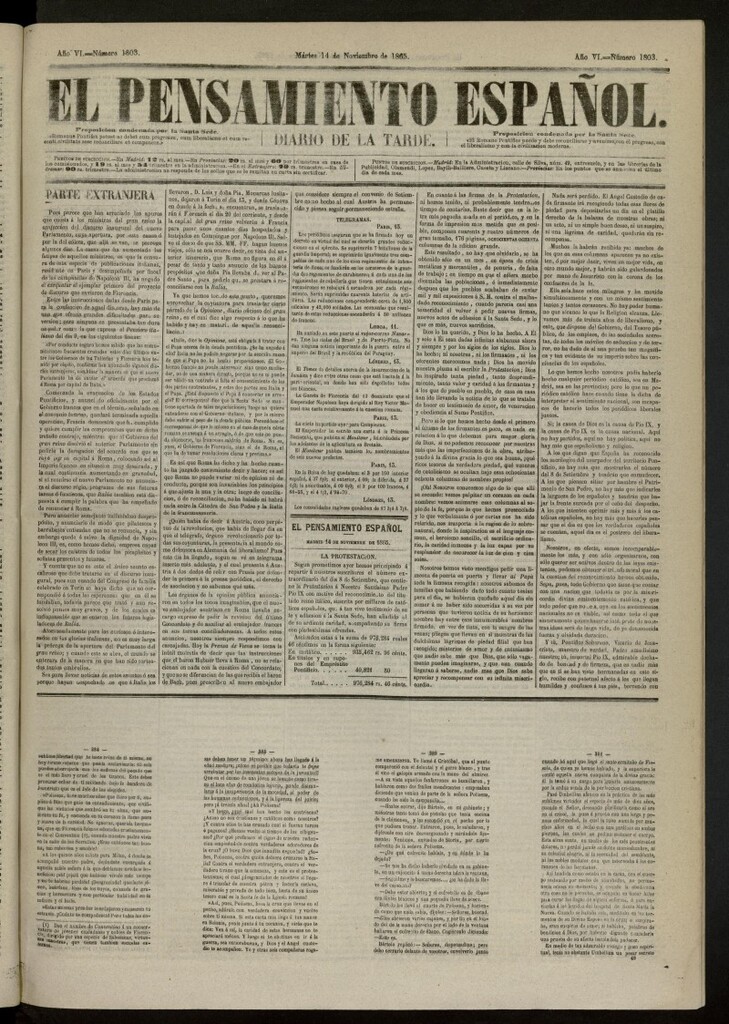 Miniatura de El Pensamiento Español del 14 de noviembre de 1865, nº 1803