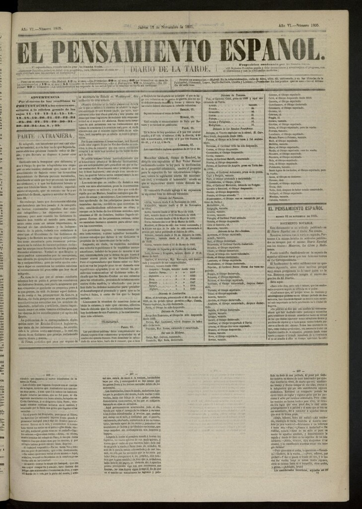 Miniatura de El Pensamiento Español del 16 de noviembre de 1865, nº 1805