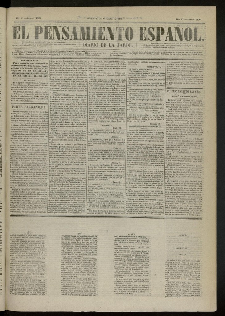Miniatura de El Pensamiento Español del 17 de noviembre de 1865, nº 1806