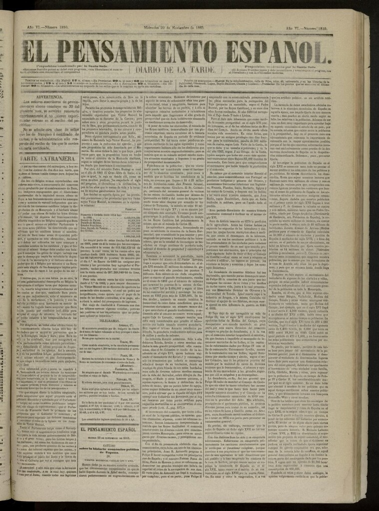 Miniatura de El Pensamiento Español del 22 de noviembre de 1865, nº 1810