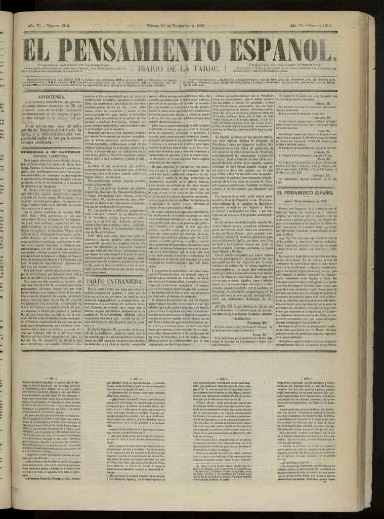 Miniatura de El Pensamiento Español del 24 de noviembre de 1865, nº 1812