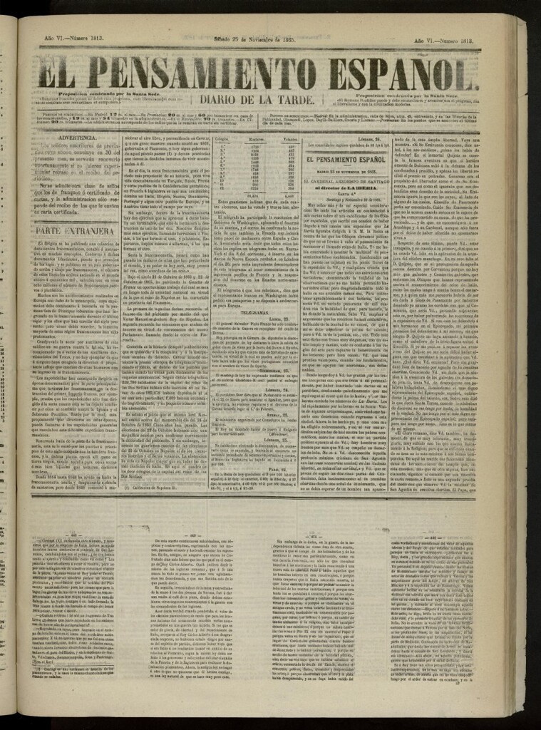 Miniatura de El Pensamiento Español del 25 de noviembre de 1865, nº 1813