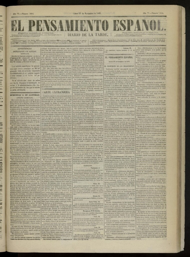 Miniatura de El Pensamiento Español del 27 de noviembre de 1865, nº 1814